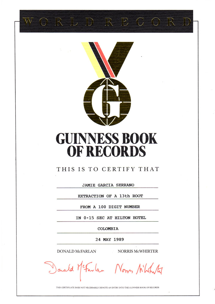 Diploma Récord Guinness 1